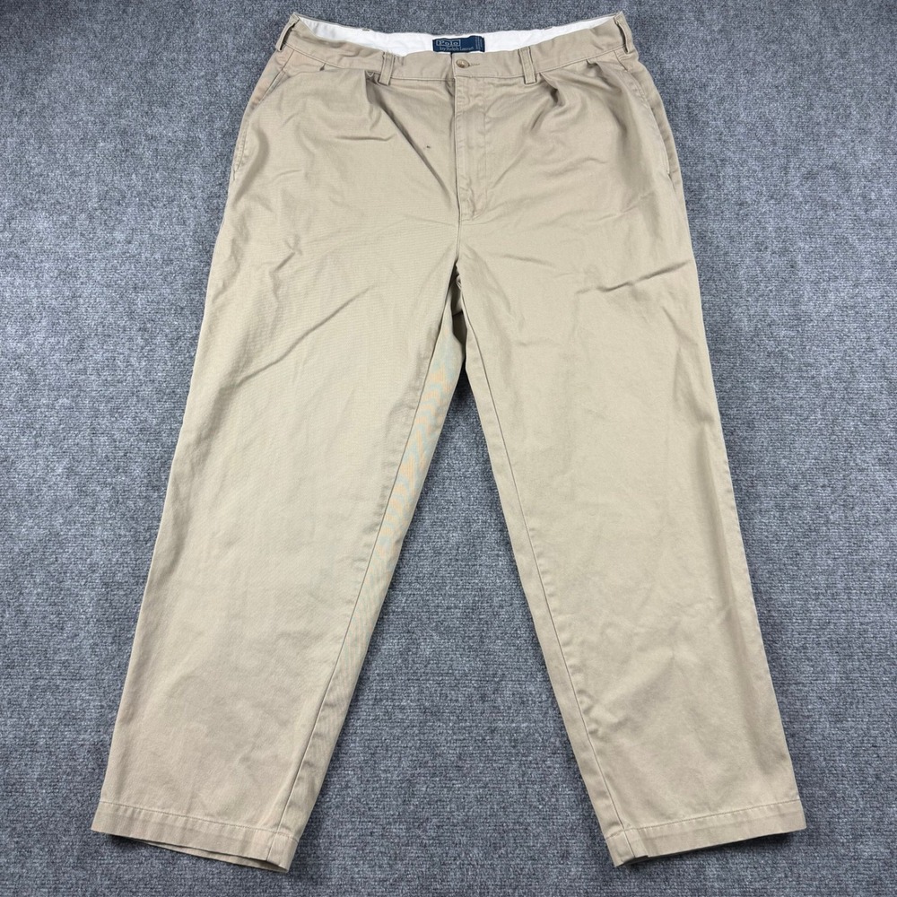 Polo Ralph Lauren Andrew Pant Mens 38x29 Tan Khaki Pleated Chino Cotton Trousers
